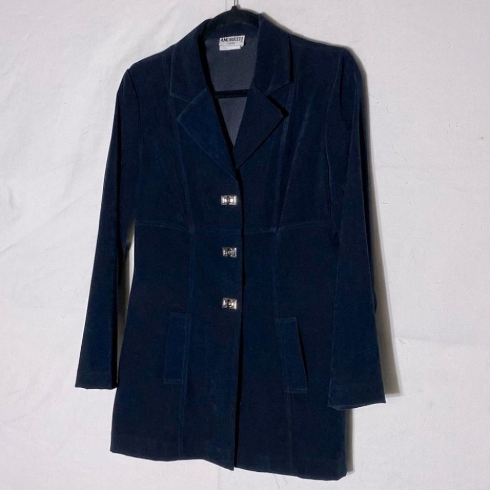 Vintage Amoretti Black 3 Toggle Long Blazer with Shoulder Pads M